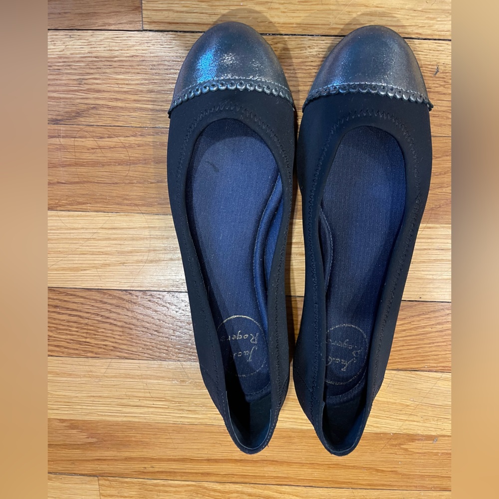 Jack Rogers black and silver ballet shoes